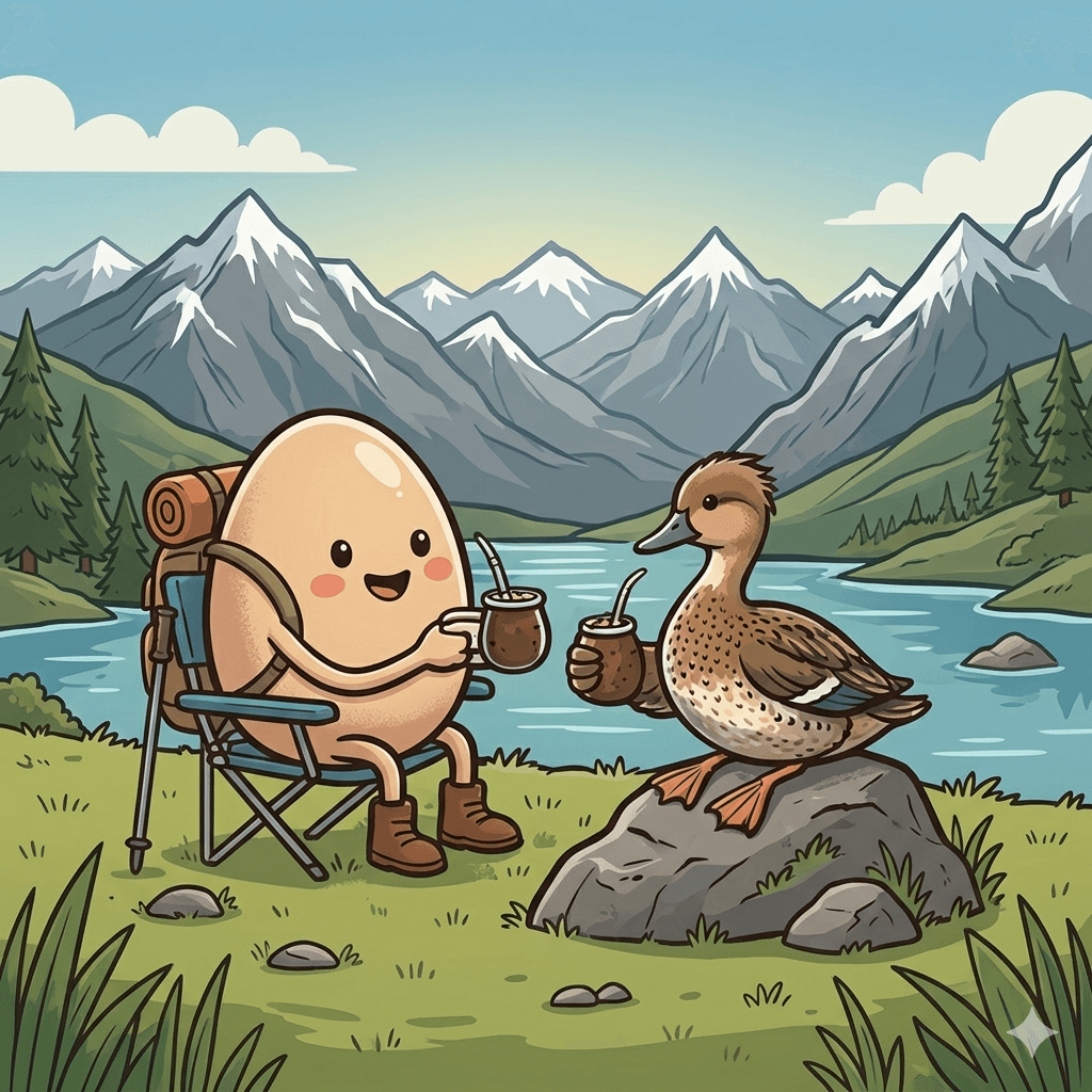 Huevo y Pato — un huevo y un pato tomando mate en la Patagonia
